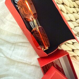 Cartier Orange Sunglasses with Red Case